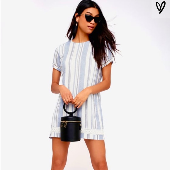Lulus Dresses & Skirts - ‼️SALE‼️ NWT Lulus Ardell Blue striped shift dress